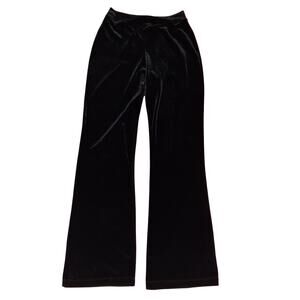 Black Criss Cross Waistband Velvet Flare Pants